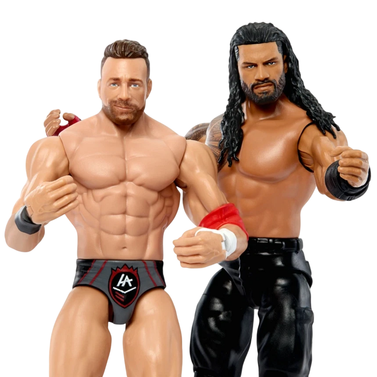 WWE Roman Reigns vs LA Knight Action Figure and Undisputed Champion Belt Bundle