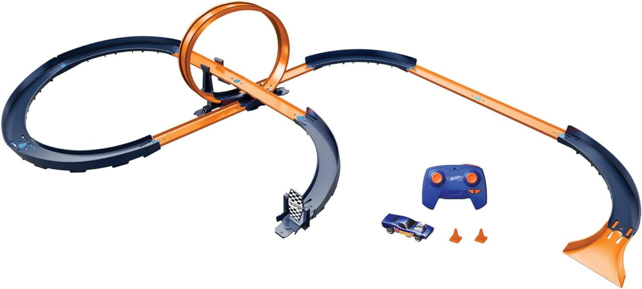 Hot Wheels Toy Car Track Set with 1:64 Scale Remote-Control Vehicle & 30+ Pieces of Race Track Hot Wheels Toy Car Track Set with 1:64 Scale Remote-Control Vehicle & 30+ Pieces of Race Track