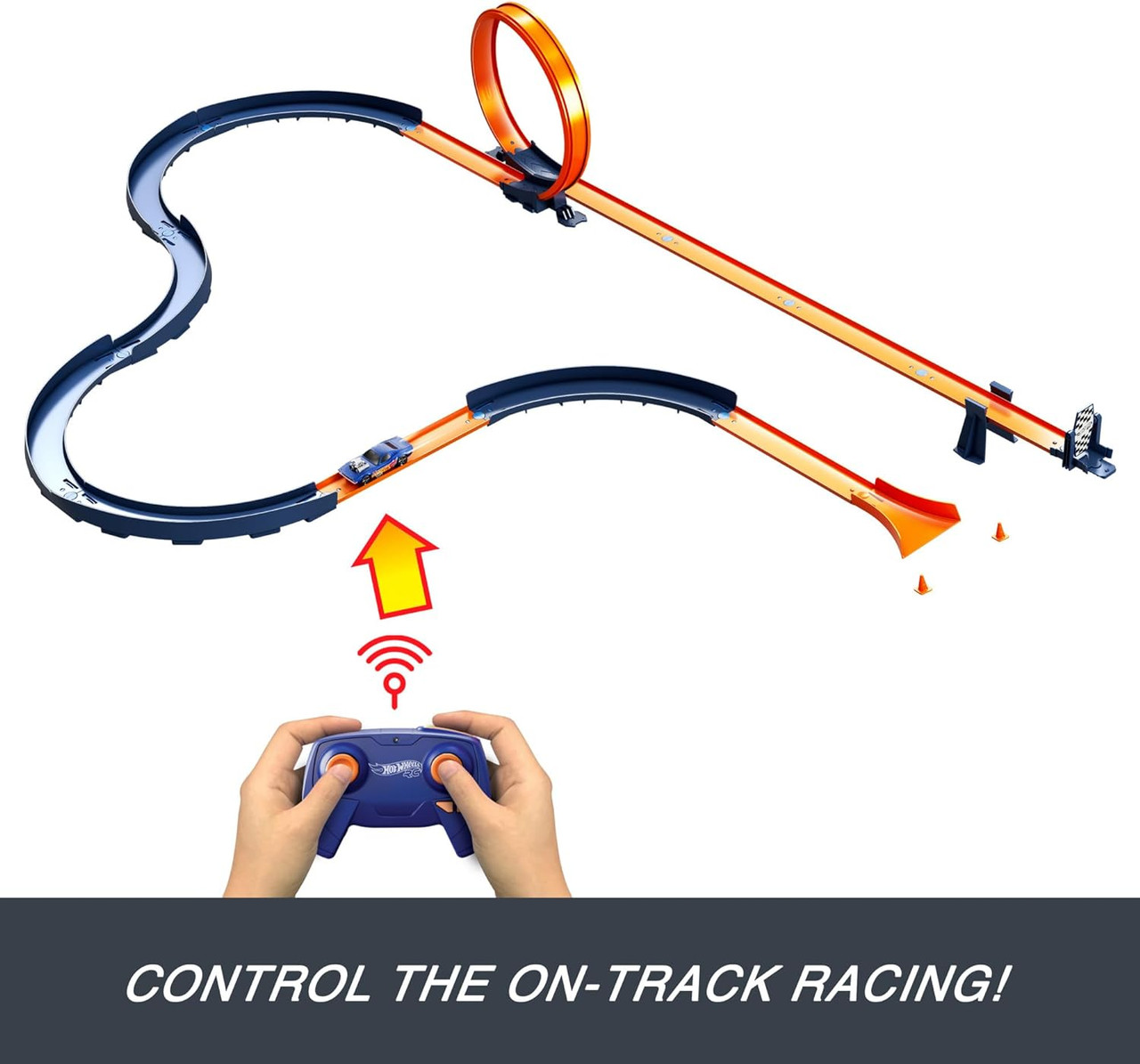 Hot Wheels Toy Car Track Set with 1:64 Scale Remote-Control Vehicle & 30+ Pieces of Race Track Hot Wheels Toy Car Track Set with 1:64 Scale Remote-Control Vehicle & 30+ Pieces of Race Track