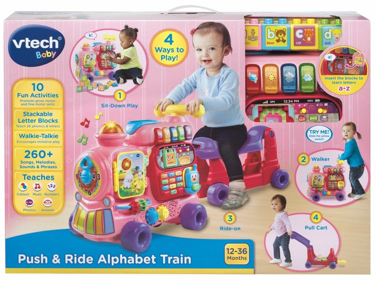 vtech push and ride alphabet train pink