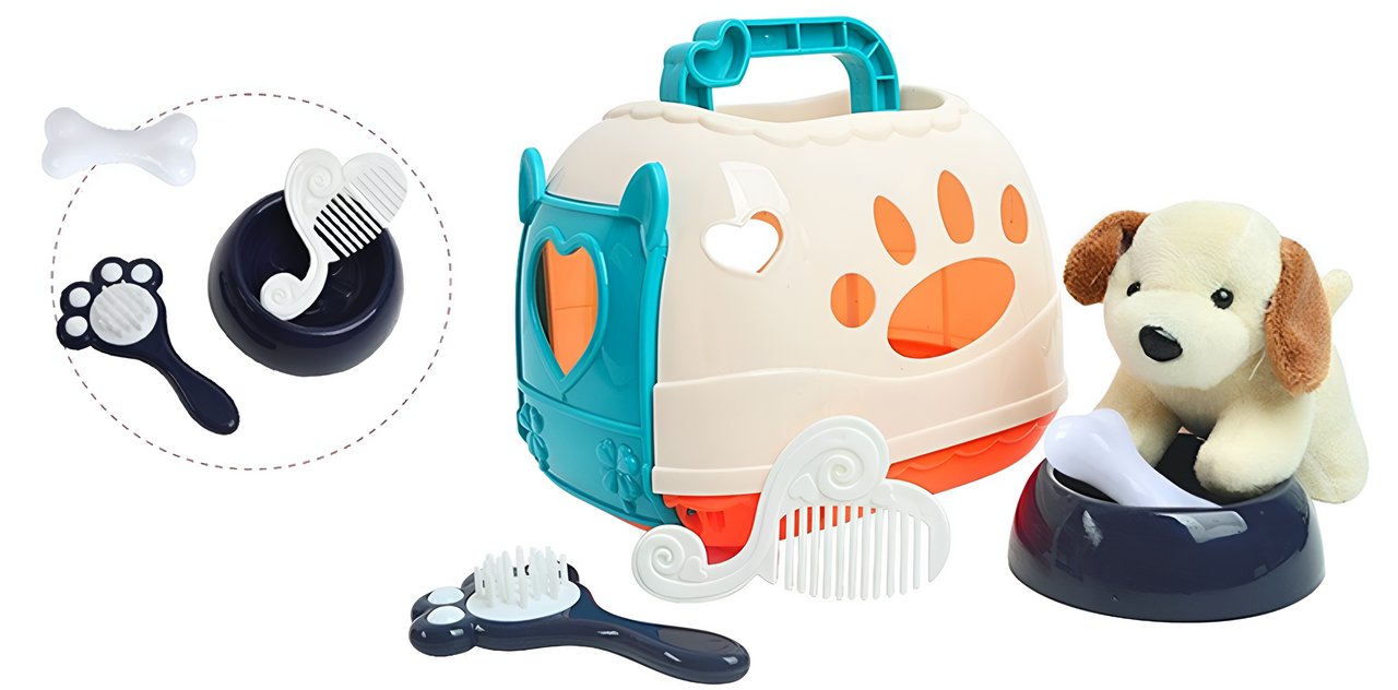 Plush Puppy Care Carrier Set with Accessories