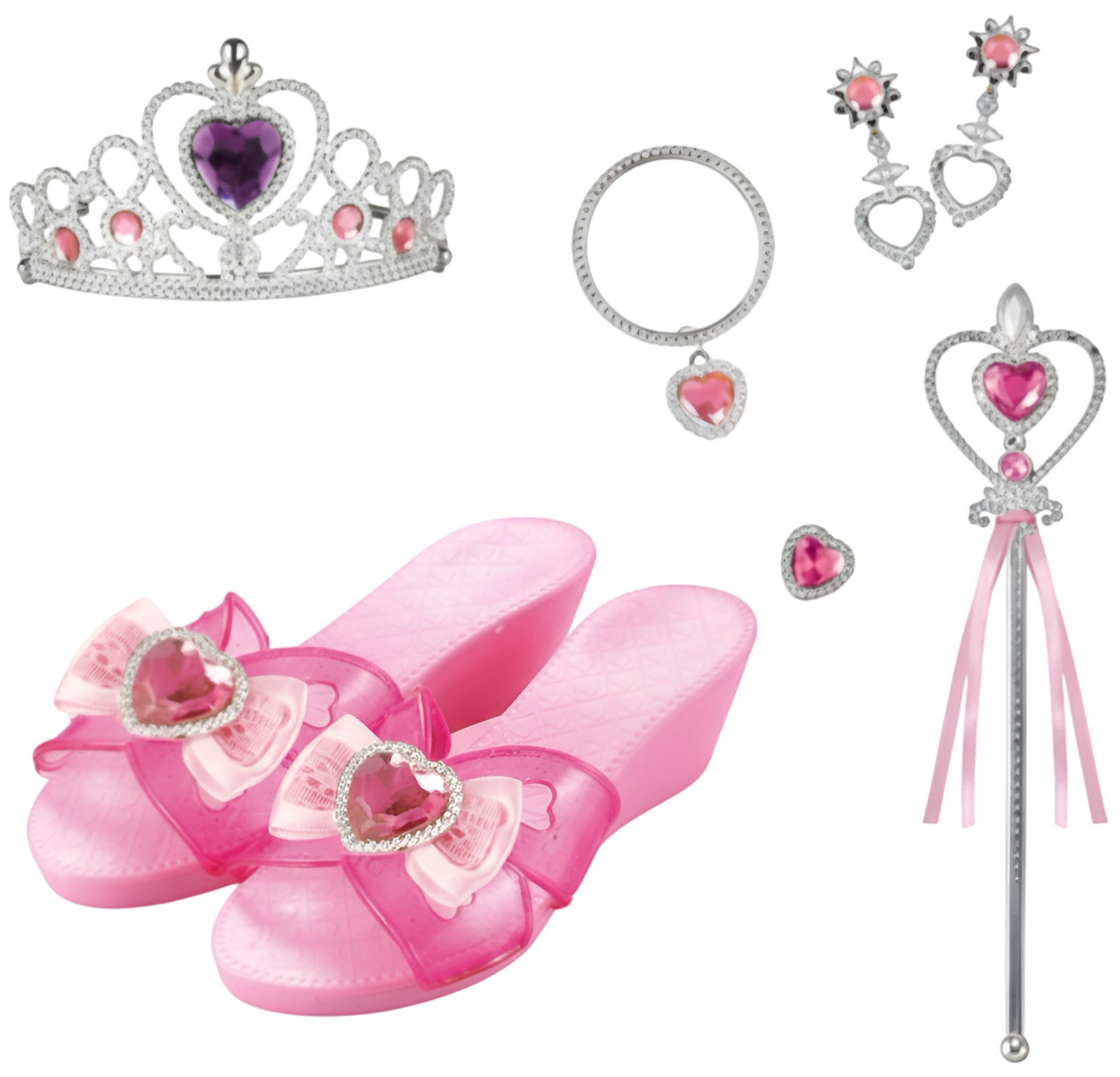 Pink Dress Up Princess Dress Up Set for Girls Princess Shoes, Crown & Jewelry