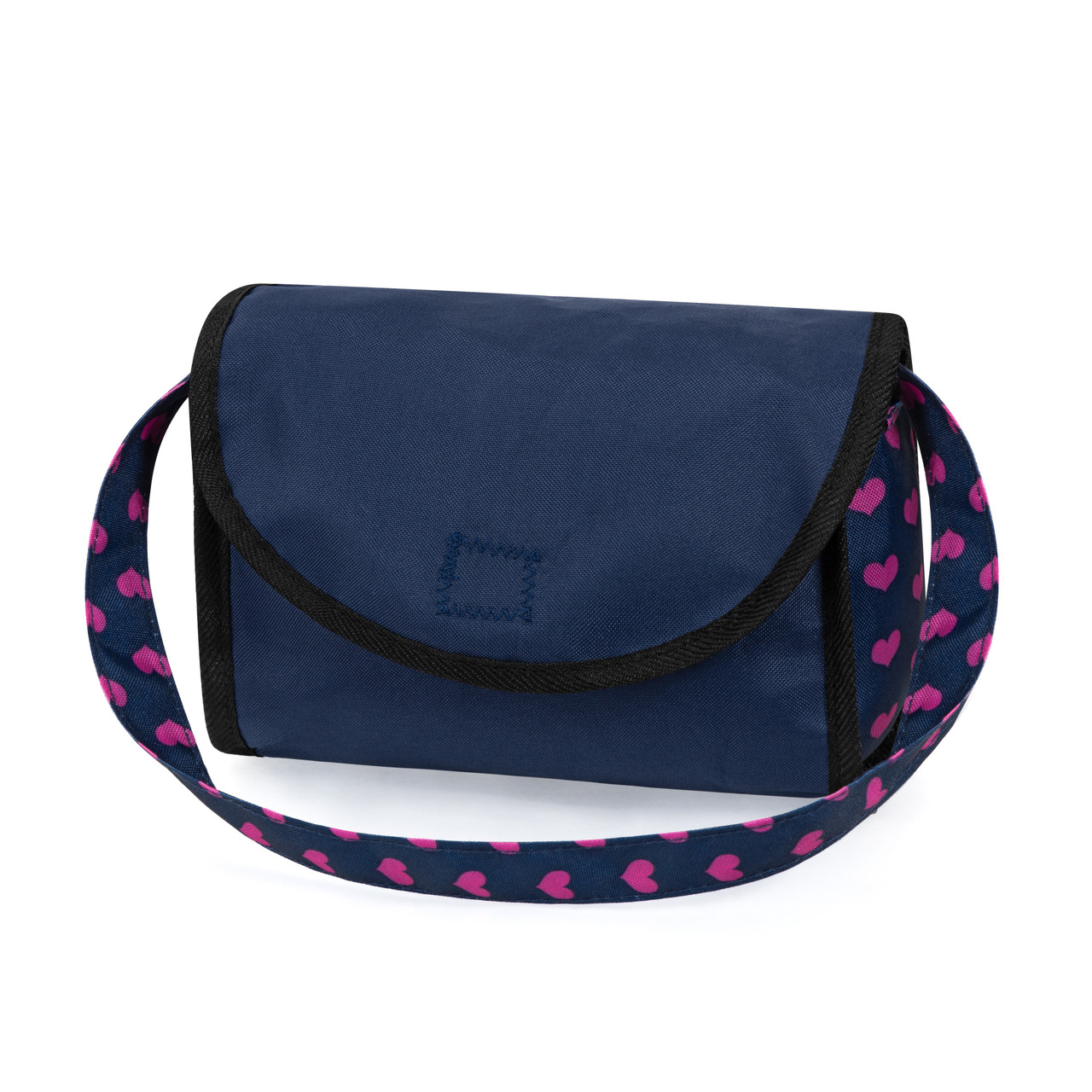 Doll Pram Twin Star - Blue with Pink Hearts & Unicorn Doll Pram Twin Star - Blue with Pink Hearts & Unicorn