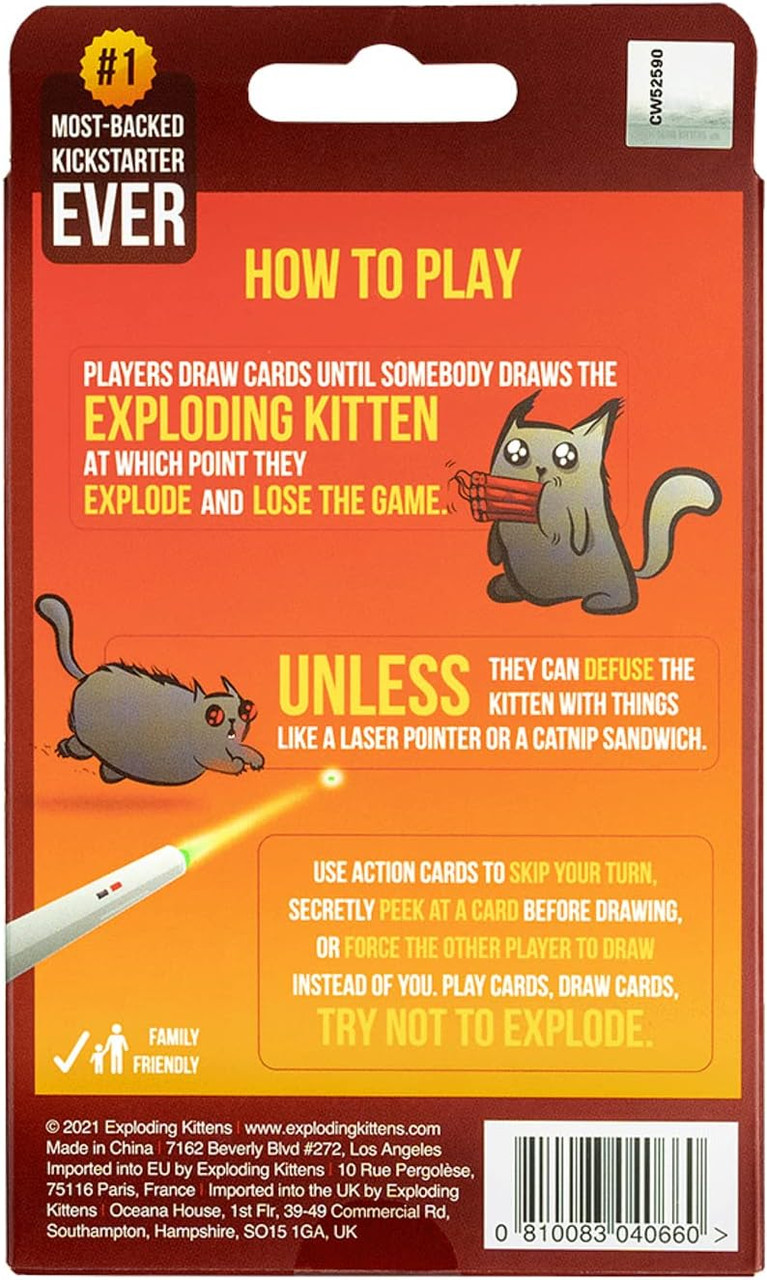 Exploding Kittens Original 2 Player Edition - Hilarious Games for Family Exploding Kittens Original 2 Player Edition - Hilarious Games for Family