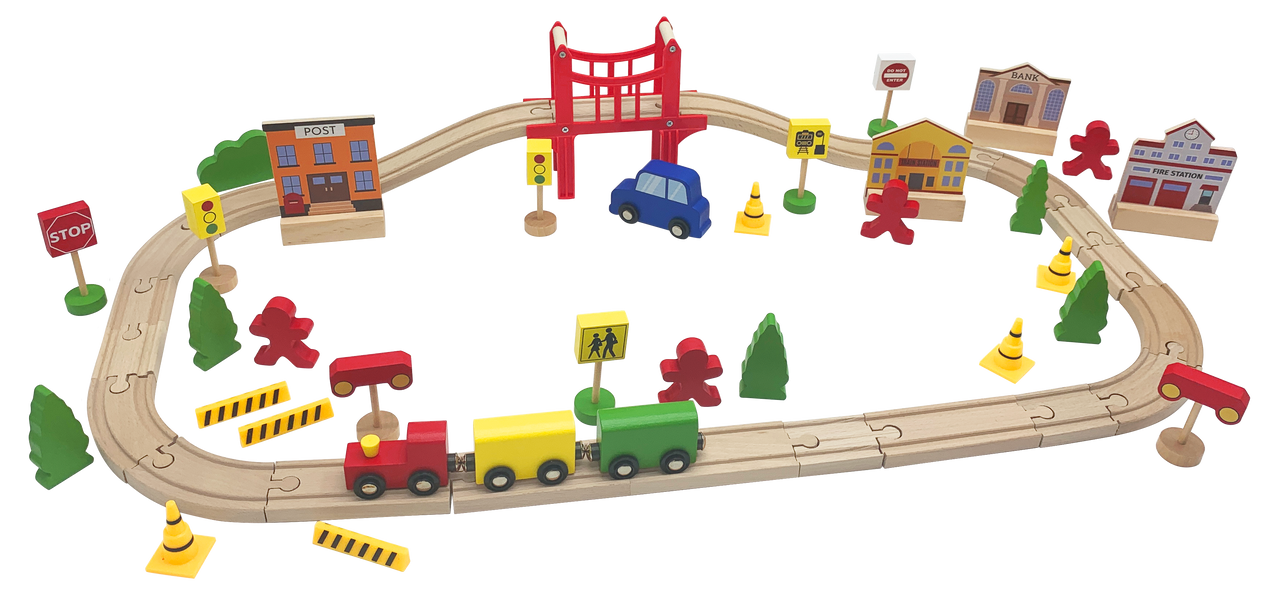 Wonder Co Wooden Train Table 60pcs