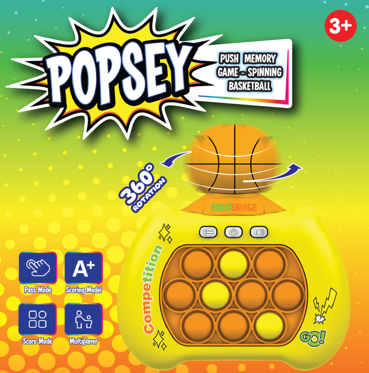 Spinning Basketball Push Memory Game - Yellow