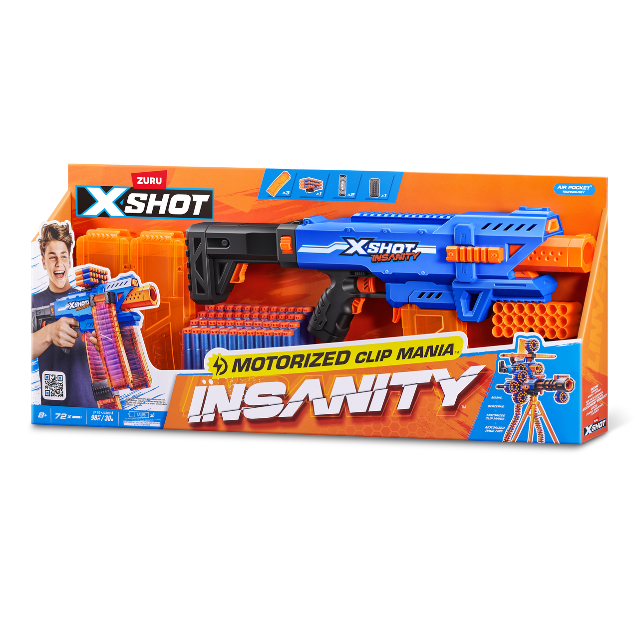 Zuru XShot Insanity Motorised Clip Blaster & 72 Darts Zuru XShot Insanity Motorised Clip Blaster & 72 Darts