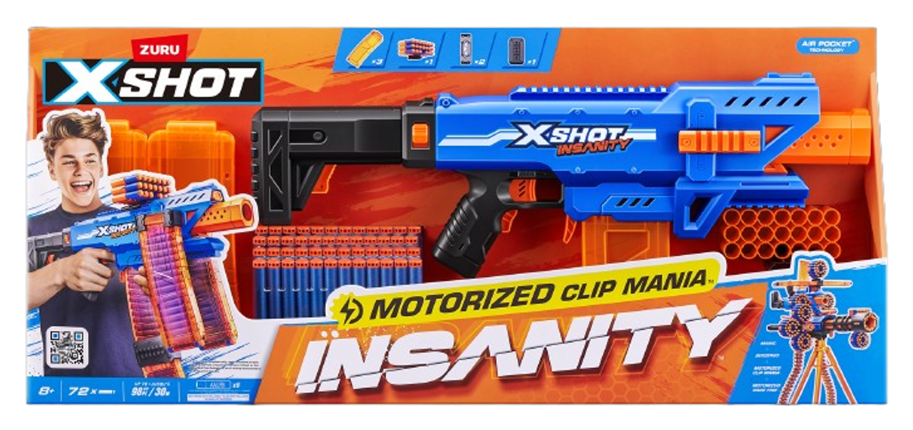 Zuru XShot Insanity Motorised Clip Blaster & 72 Darts Zuru XShot Insanity Motorised Clip Blaster & 72 Darts