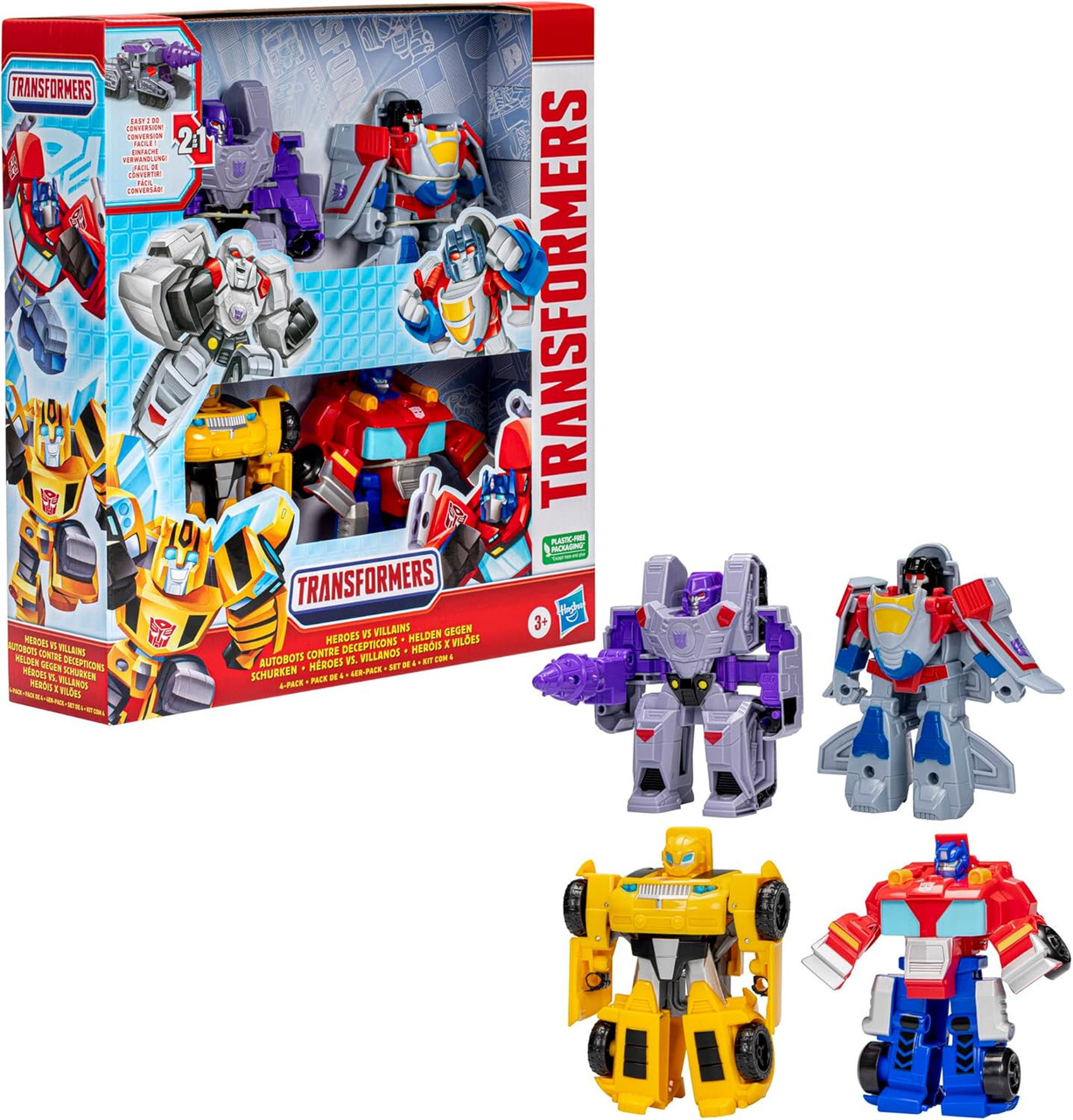 Transformers Toys Heroes vs Villains 4-Pack