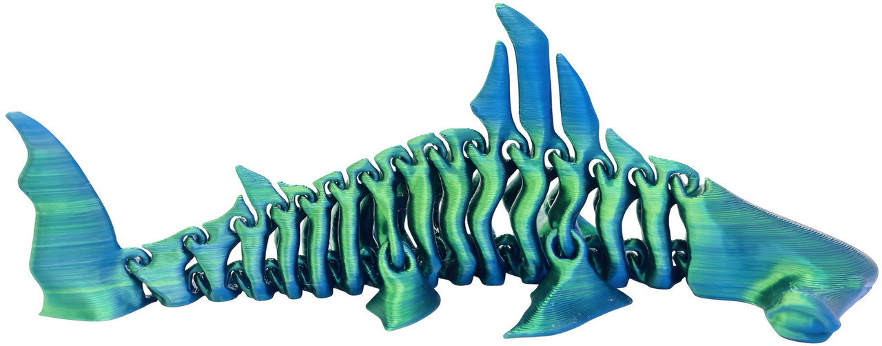 3D Printed Fidget Blue/Green Hammerhead