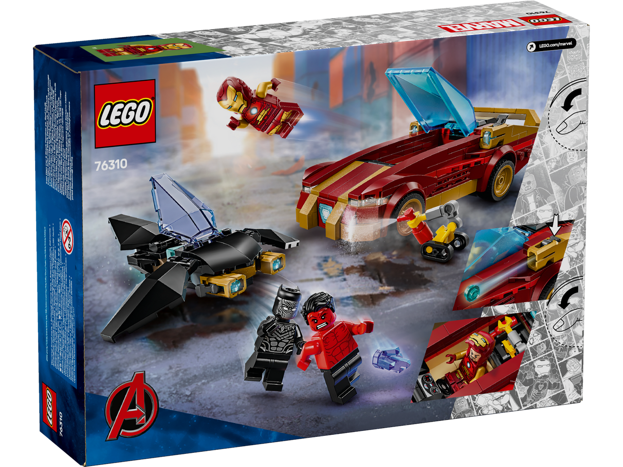 LEGO Marvel Iron Man Car & Black Panther vs. Red Hulk 76310