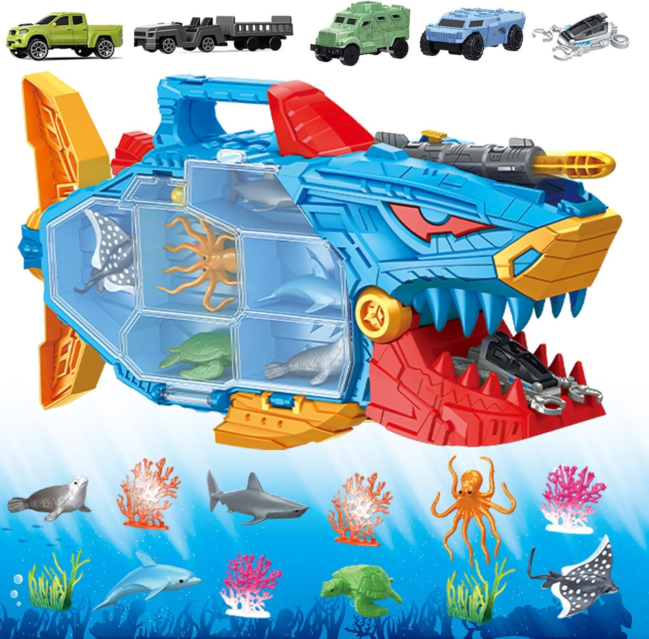 Ocean Kings Shark Storage Case with Sea Creatures