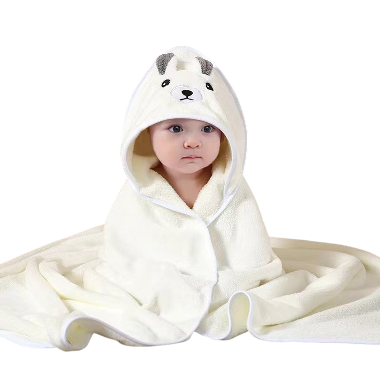 Twinkle Tots White Bear Hooded Bath Towel