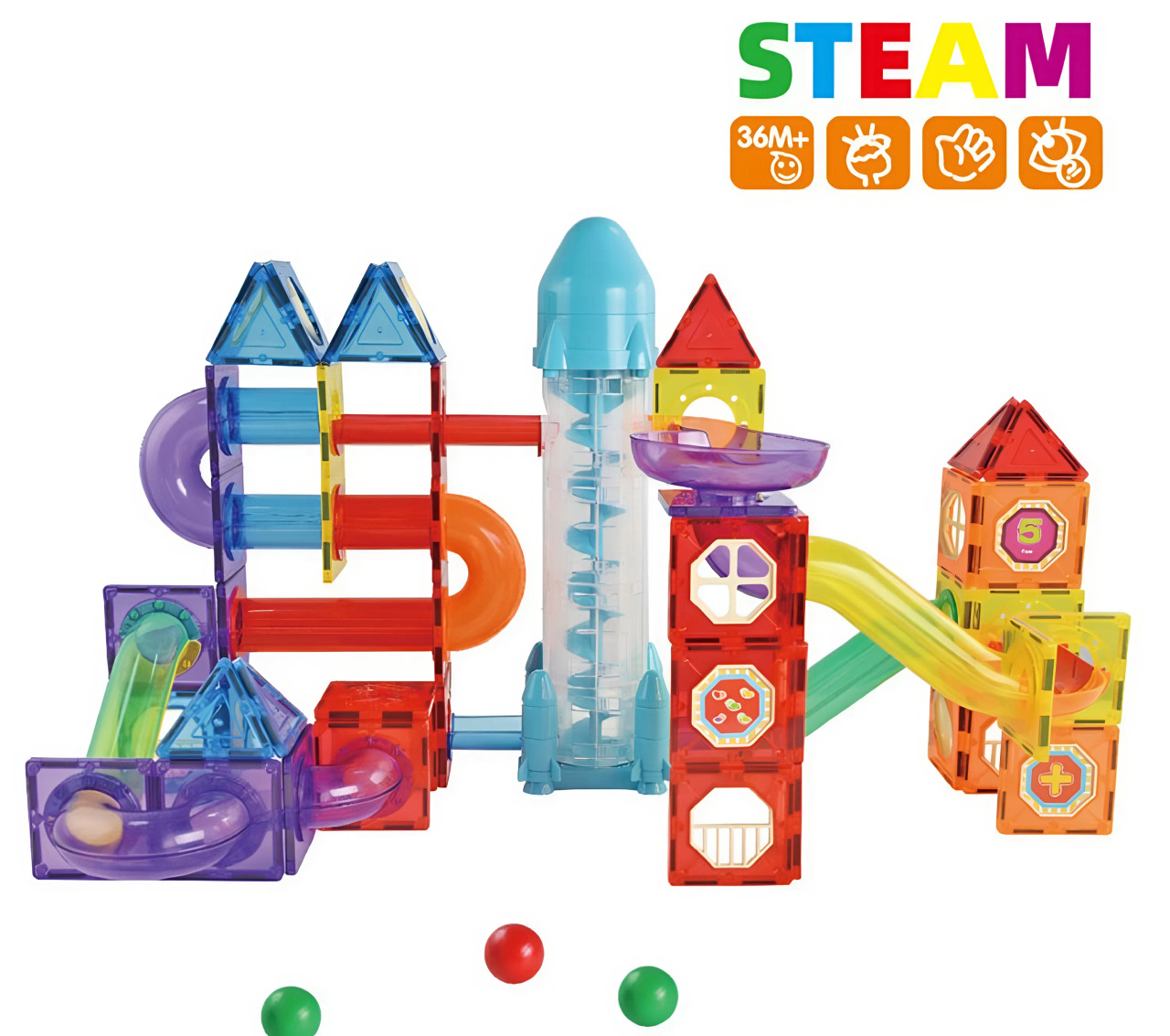 Wondermags Magnetic Tiles Marble Run 155pcs