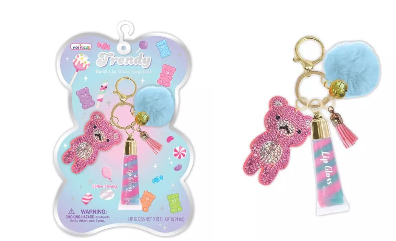Trendy Lip Gloss with Key Chain - Cotton Candy
