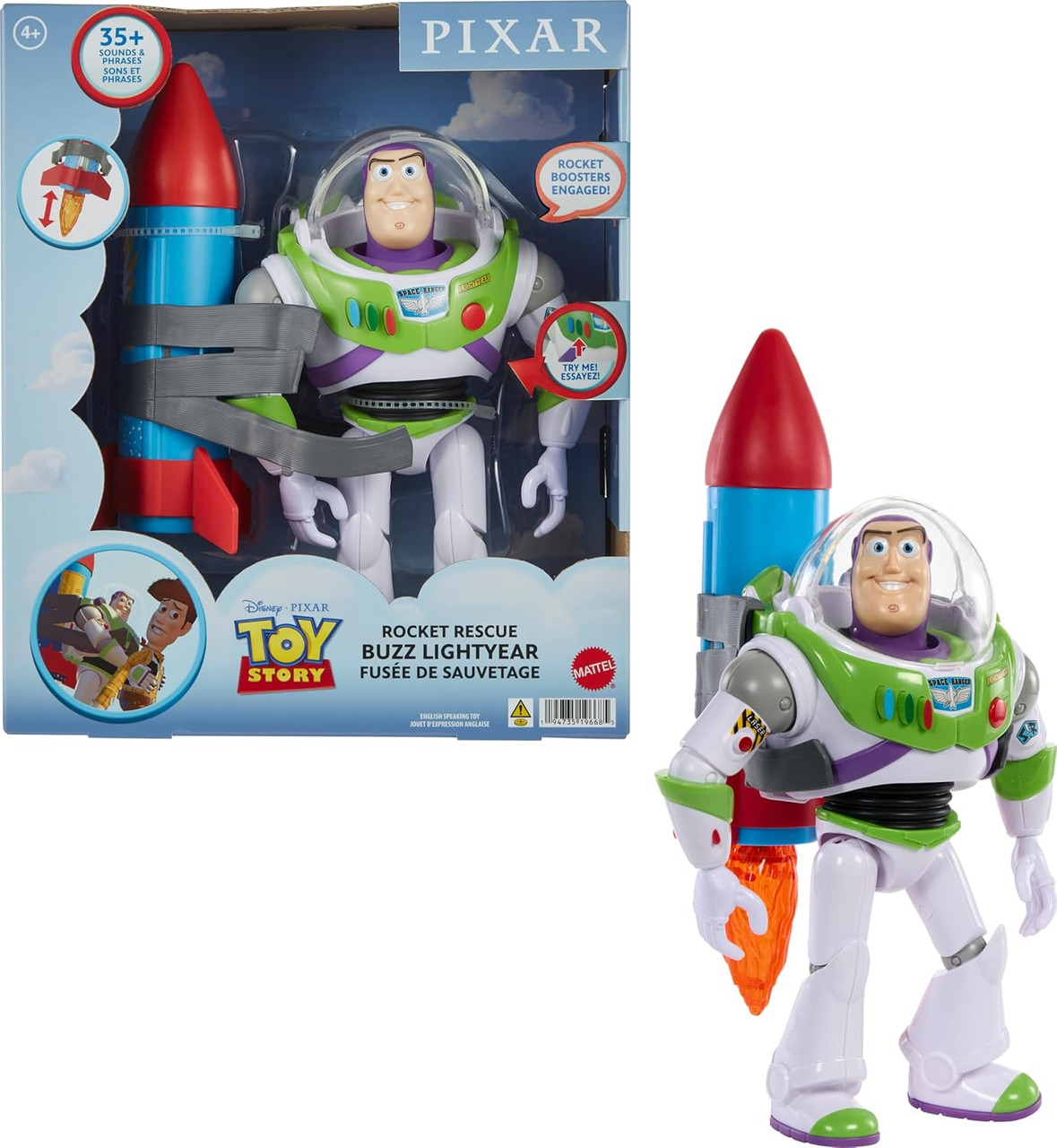 Disney and Pixar Toy Story Buzz Lightyear 10 inch Action Figure with Rocket & Sounds