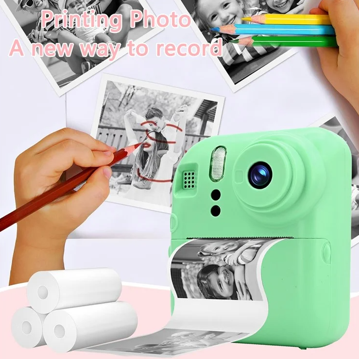 Instant Print Camera with Selfie Mode - Blue 
