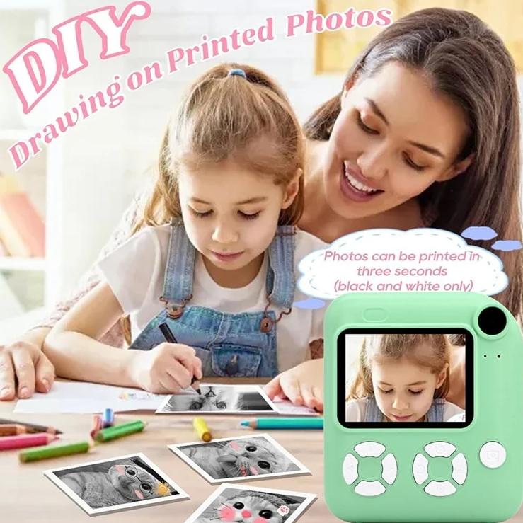 Instant Print Camera with Selfie Mode - Blue 