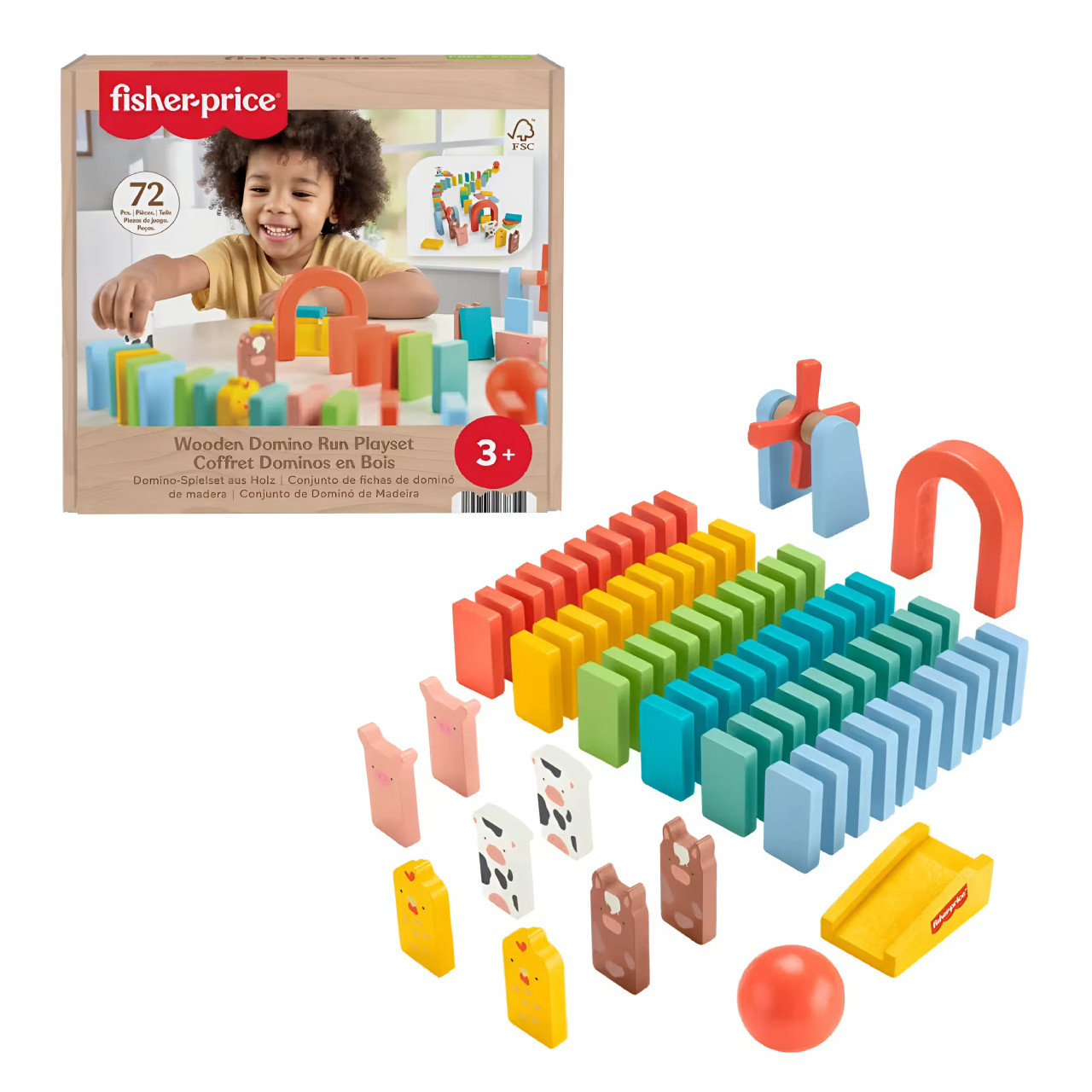 Fisher-Price Wood Preschool Game Domino Run Playset Fisher-Price Wood Preschool Game Domino Run Playset