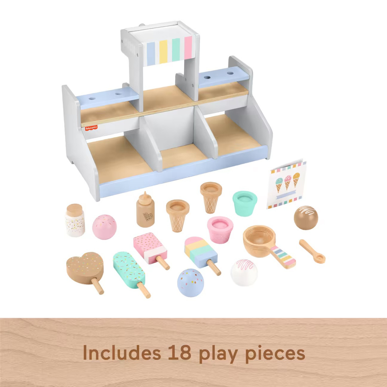Fisher-Price Wooden Ice Cream Shop Set Pretend Play
