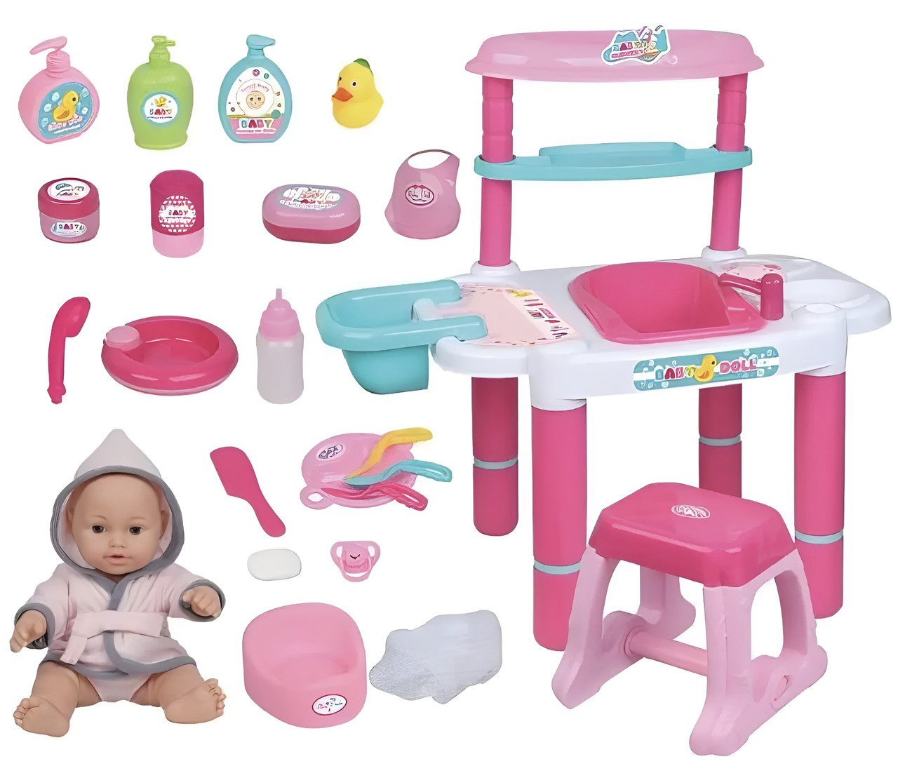 Baby Doll Bath Playset 