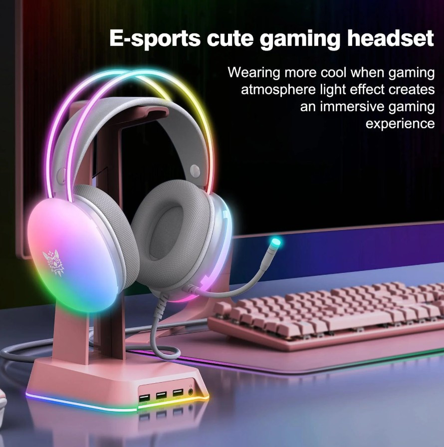 Onikuma X25 Neon Gaming Headset - White 