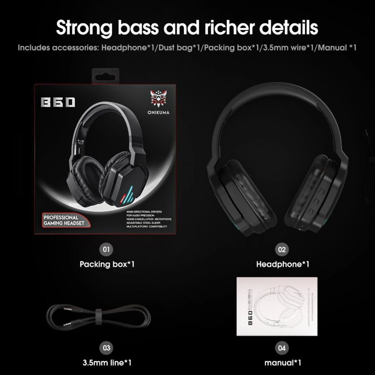 Onikuma B60 Wireless Gaming Headset 