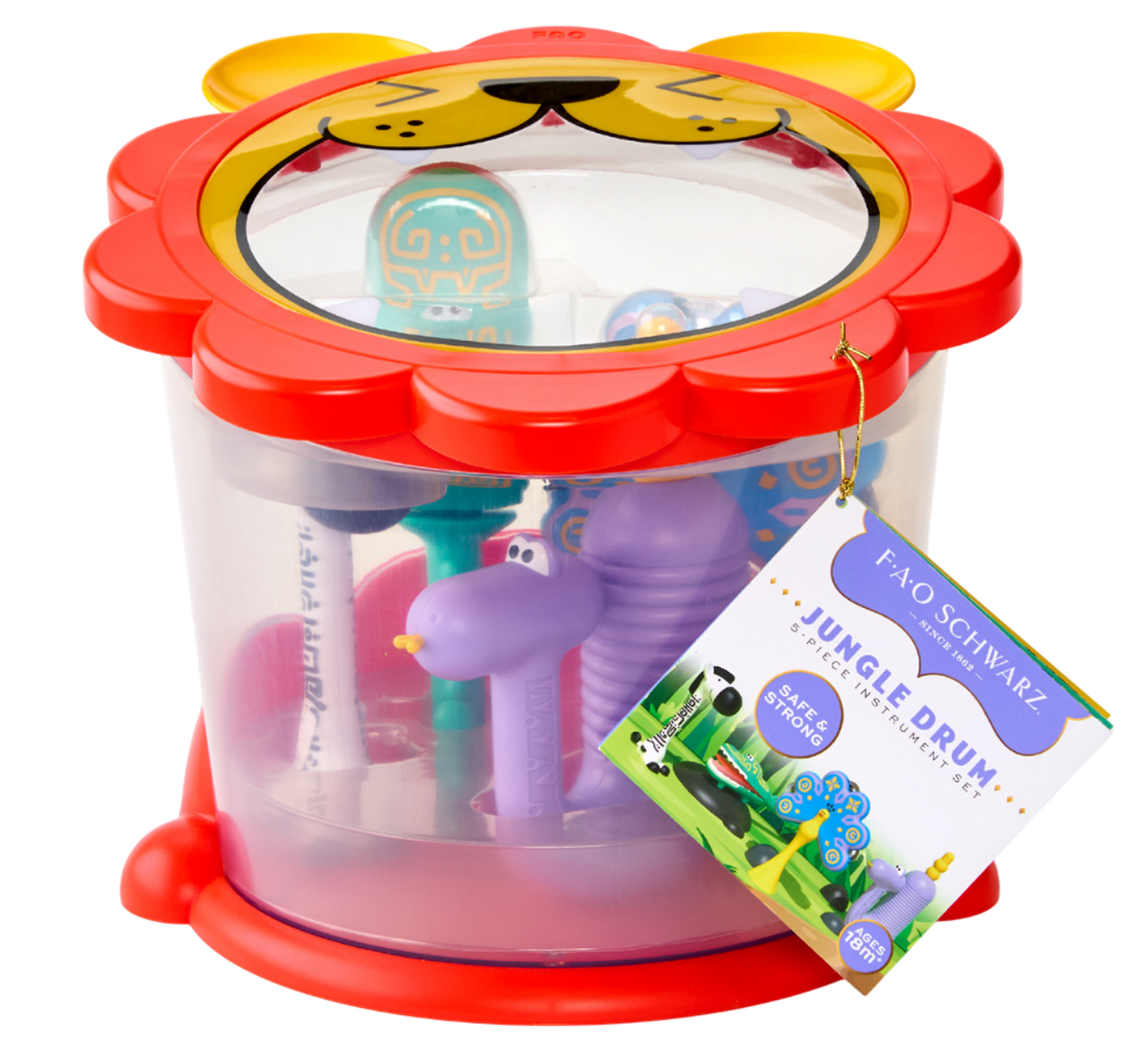 FAO Schwarz Jungle Drum 5-Piece Instrument Set FAO Schwarz Jungle Drum 5-Piece Instrument Set
