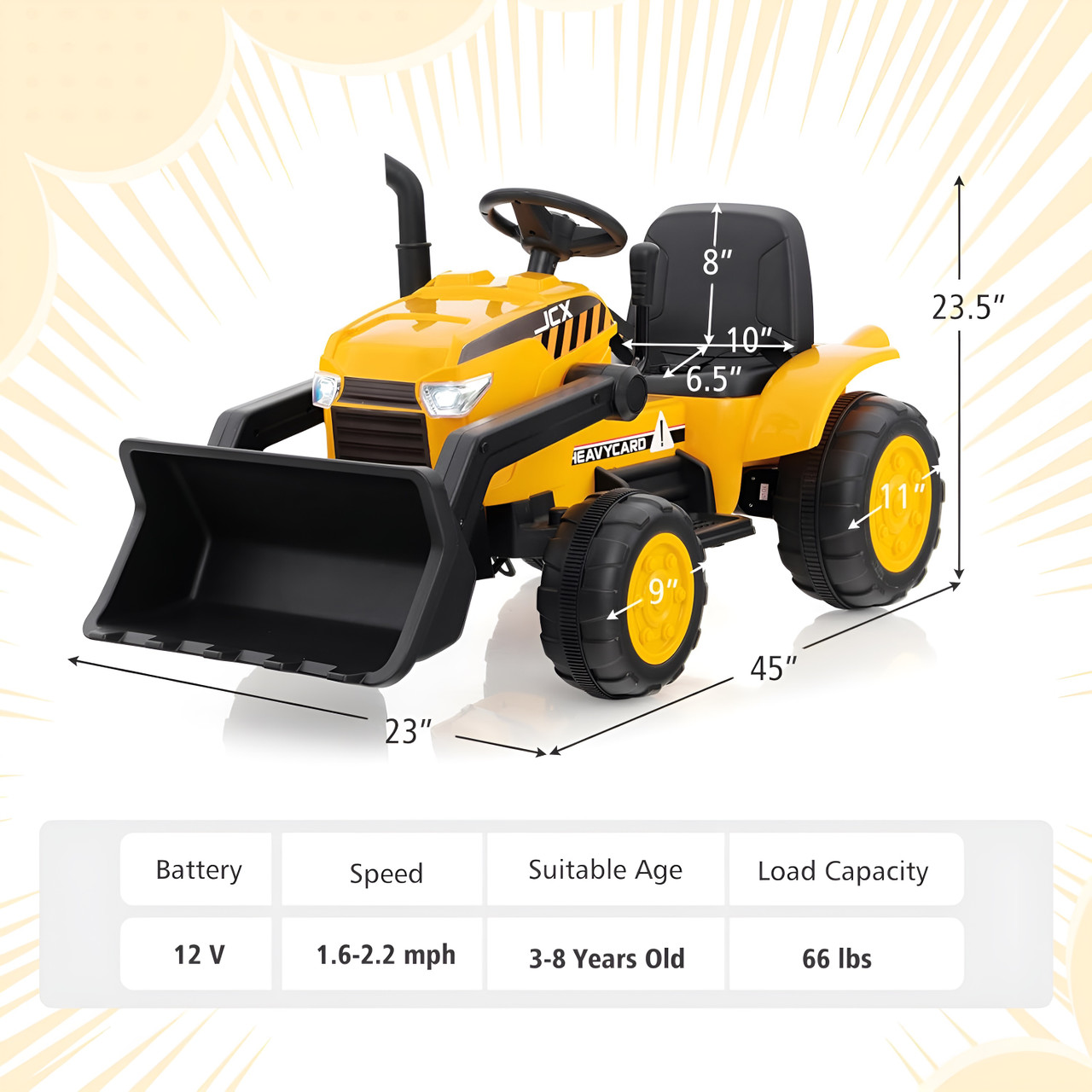 Coszton 12V Kids Ride-On Excavator with Remote