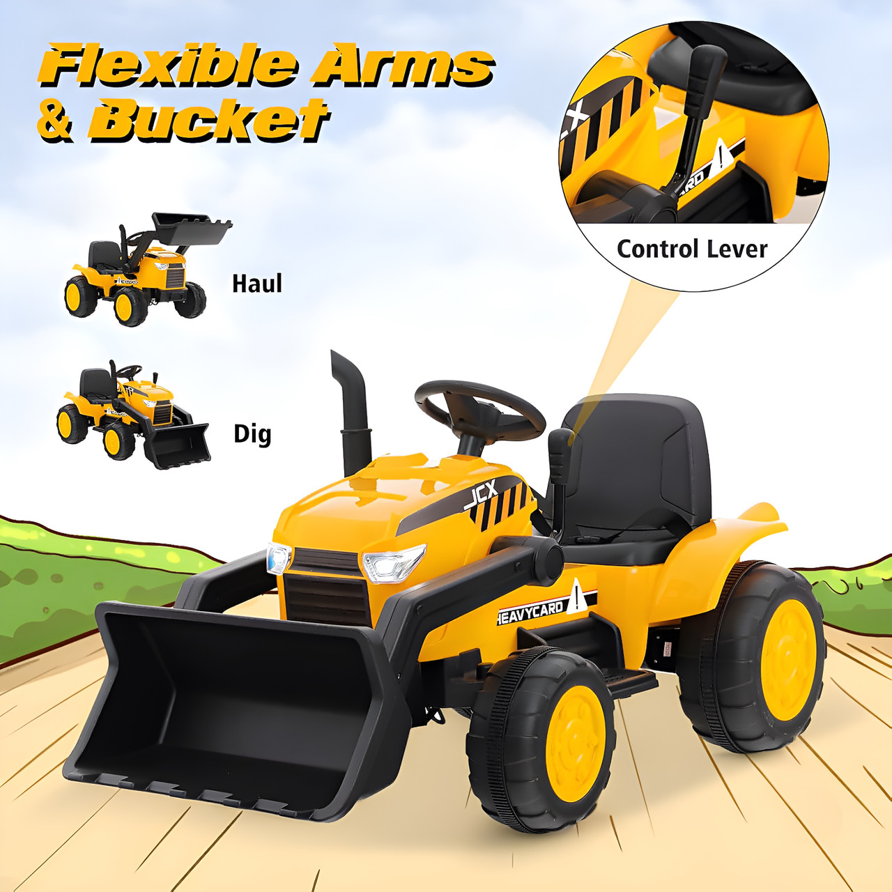 Coszton 12V Kids Ride-On Excavator with Remote