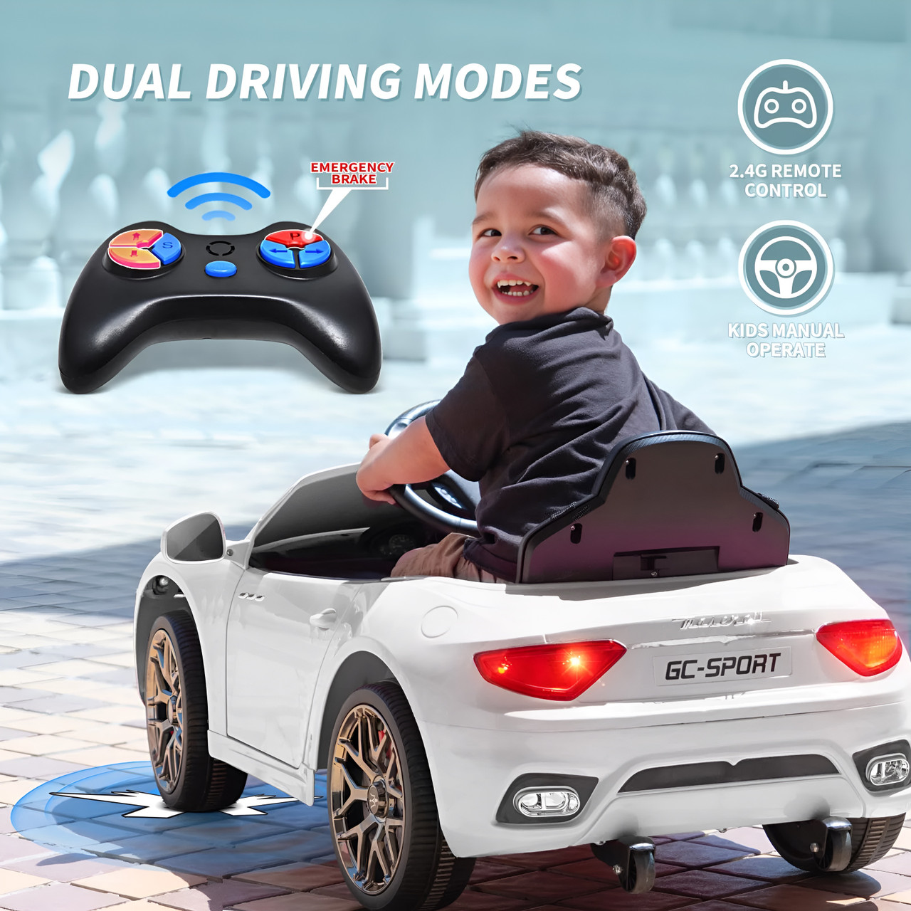 White Maserati 12V Rechargeable