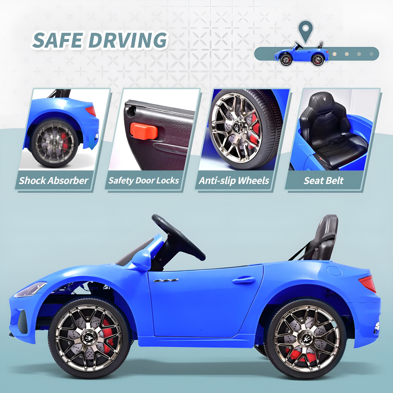 Blue Maserati 12V Rechargeable