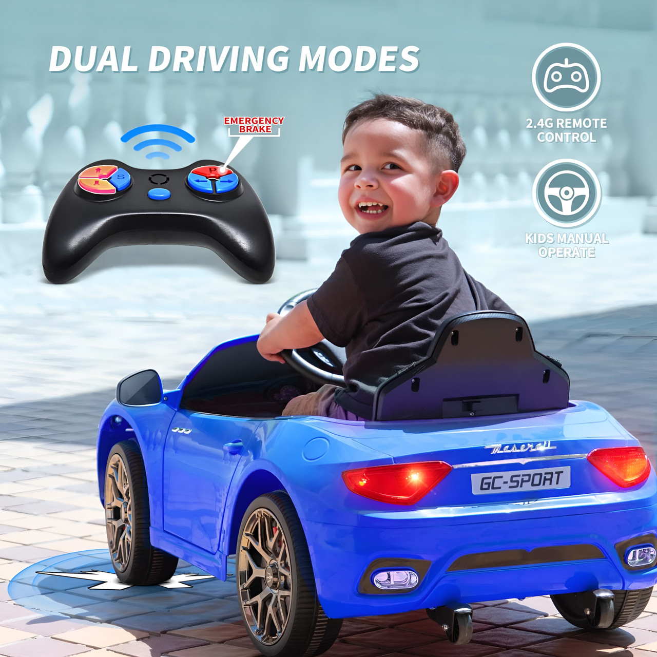 Blue Maserati 12V Rechargeable