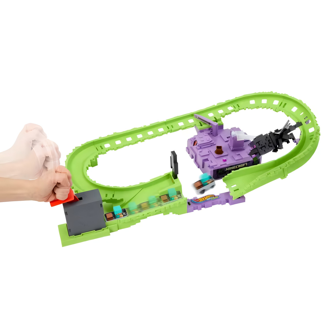 Hot Wheels Minecraft RacerVerse Track Set - Diamond Armor Steve