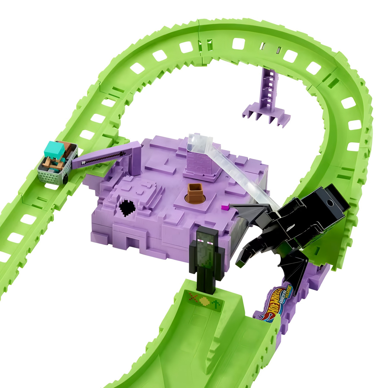 Hot Wheels Minecraft RacerVerse Track Set - Diamond Armor Steve