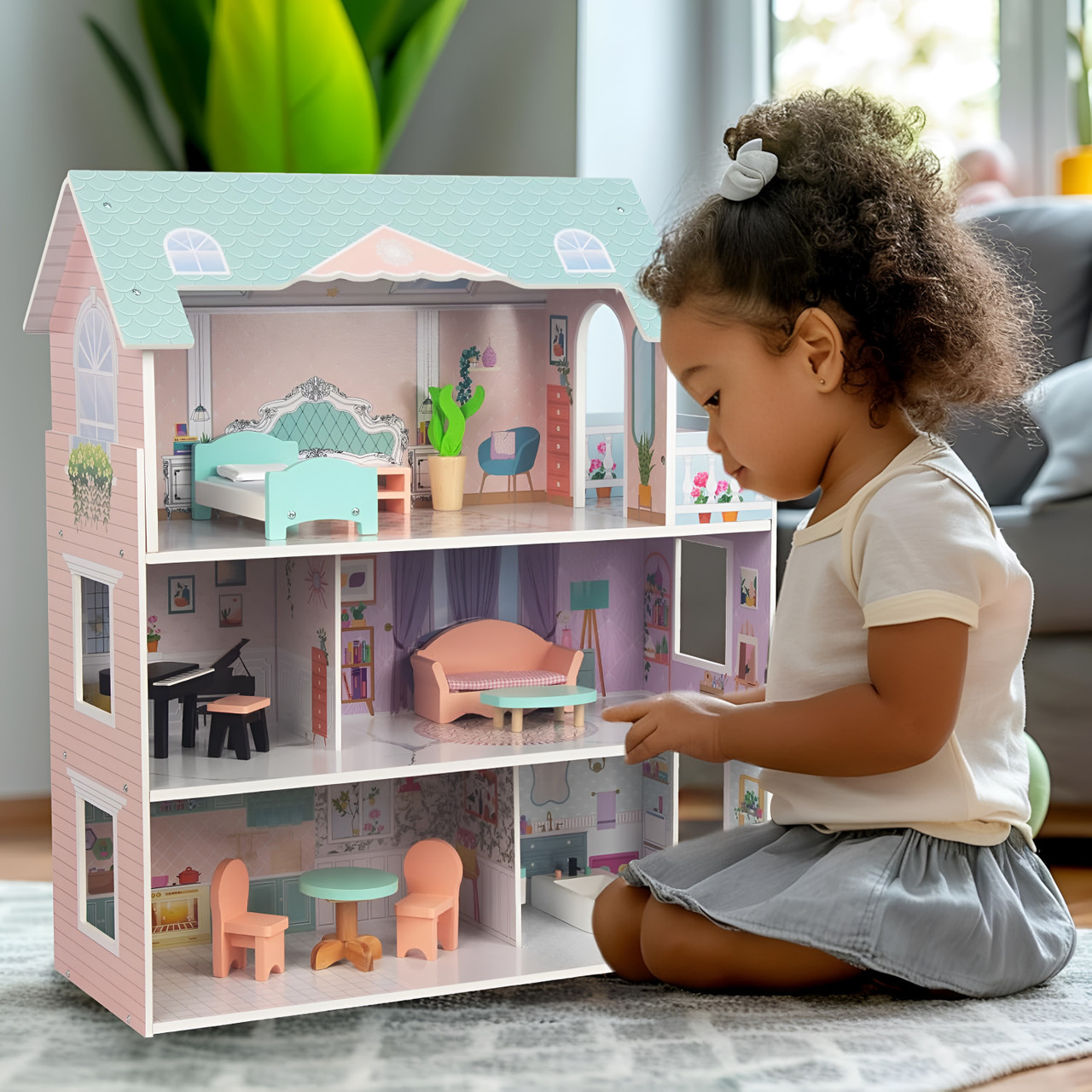 Children's Wooden Dollhouse Children's Wooden Dollhouse