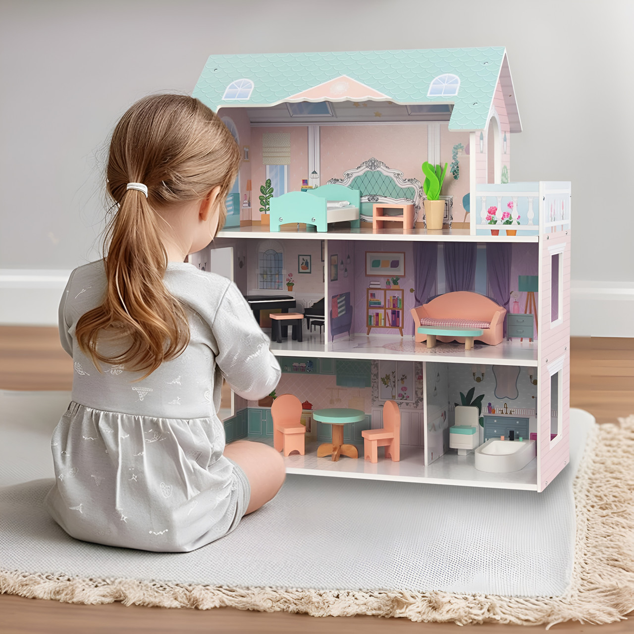 Children's Wooden Dollhouse Children's Wooden Dollhouse