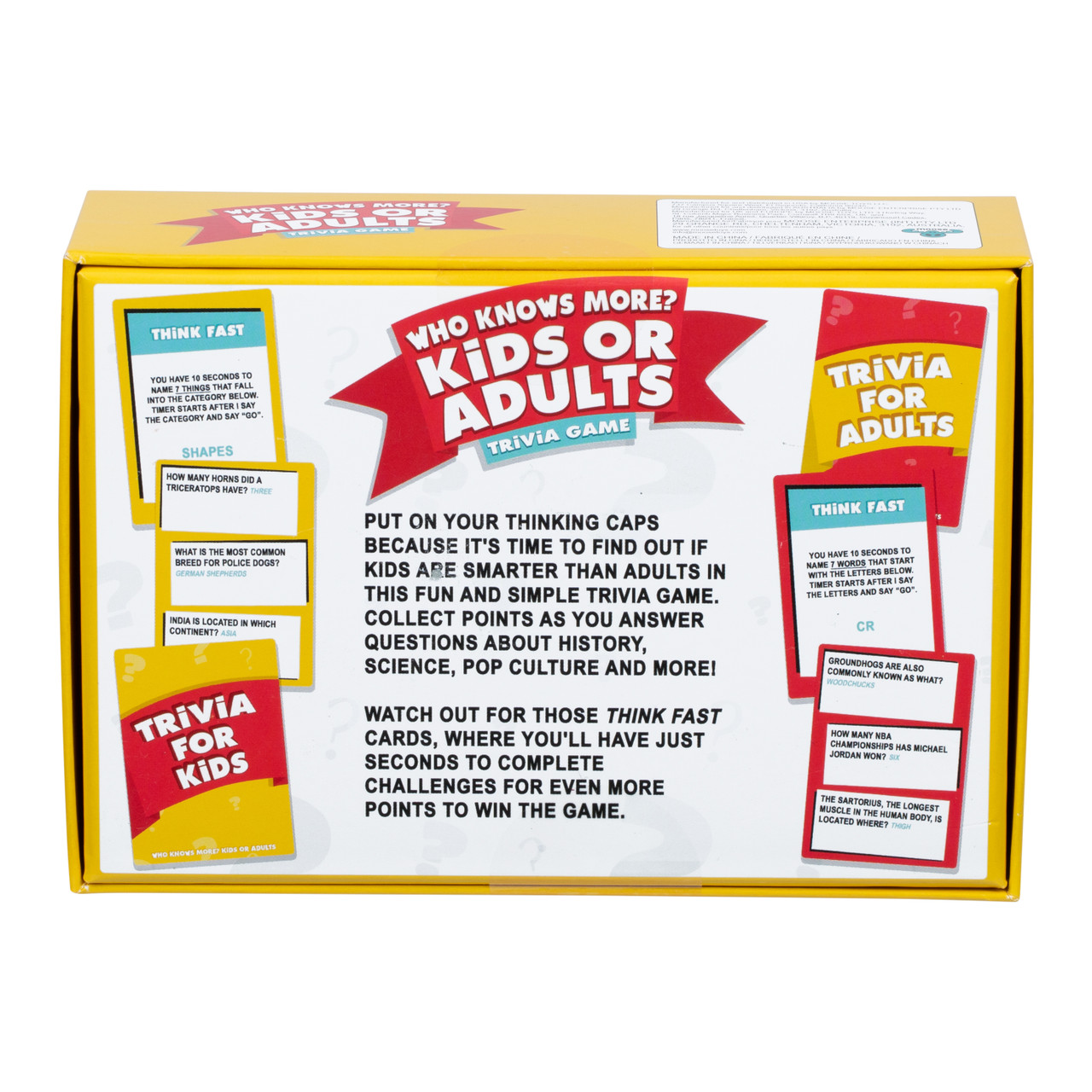 Who Knows More? Kids or Adults - Card Game