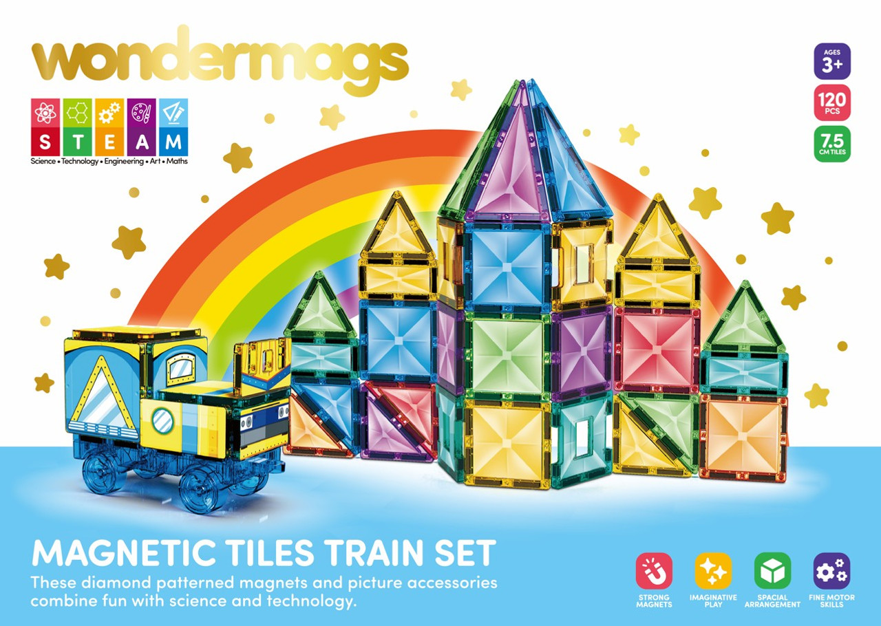 Wondermags Magnetic Tiles Train Set 120pcs  Wondermags Magnetic Tiles Train Set 120pcs