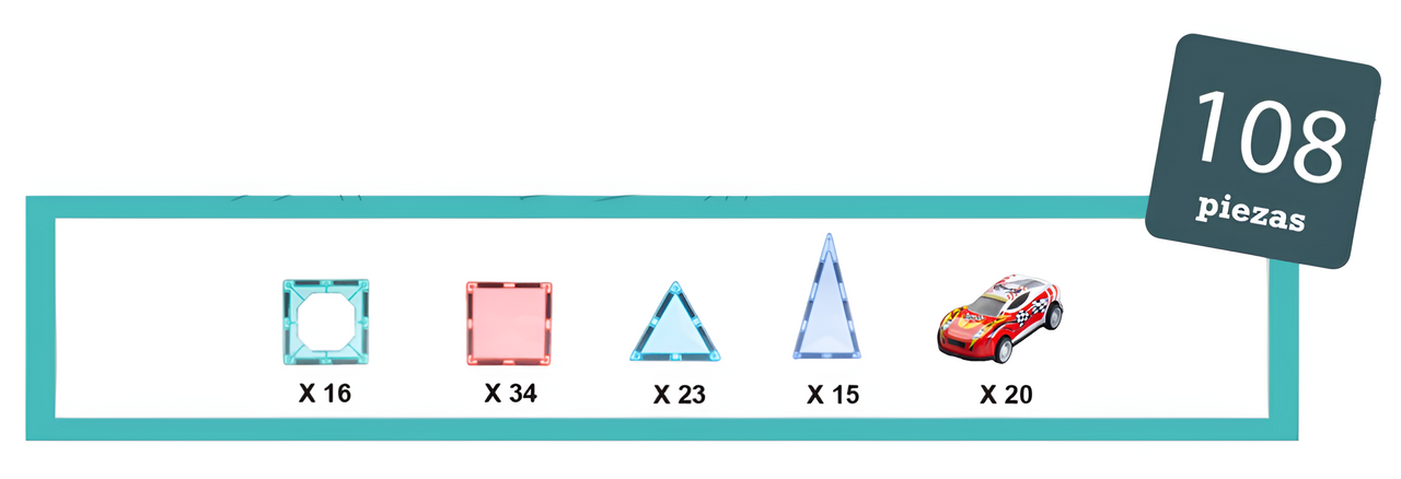 Wondermags Magnetic Tiles Parking Lot 108pcs