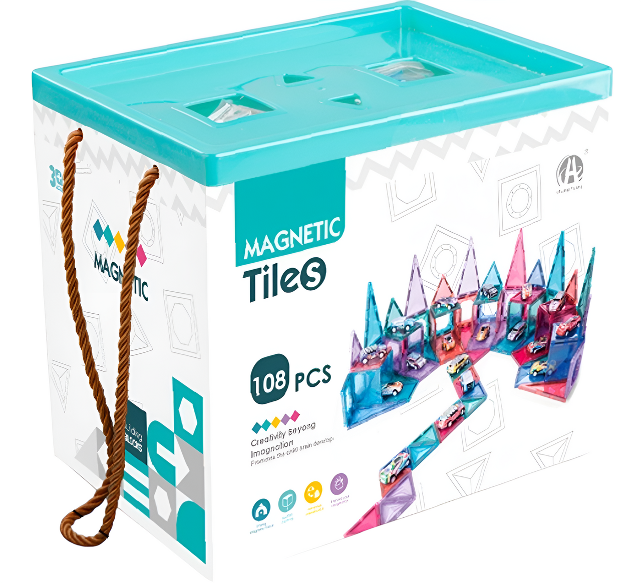 Wondermags Magnetic Tiles Parking Lot 108pcs