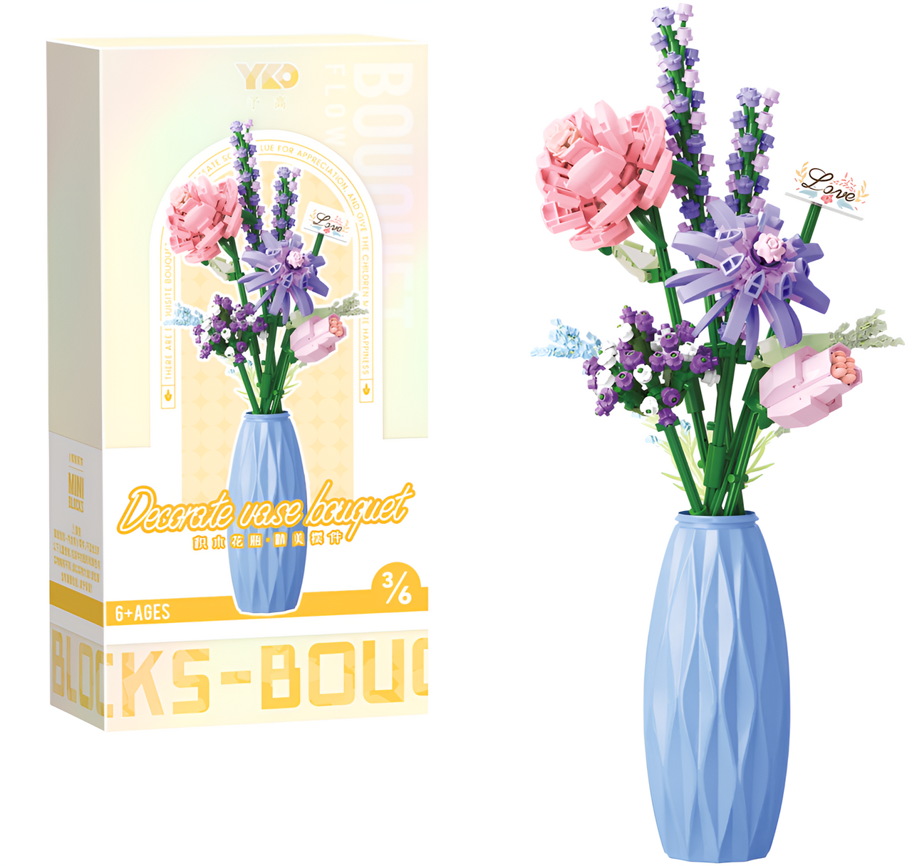Flower Love Blue Vase Bouquet 303pcs Flower Love Blue Vase Bouquet 303pcs