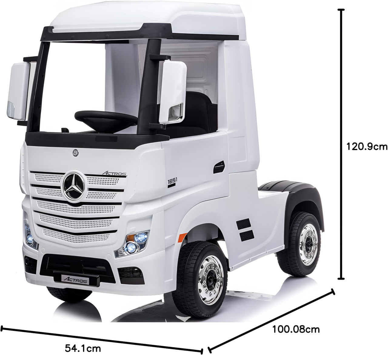 Dorsa 12V Mercedes-Benz Actros Ride-On Truck with Trailor - White
