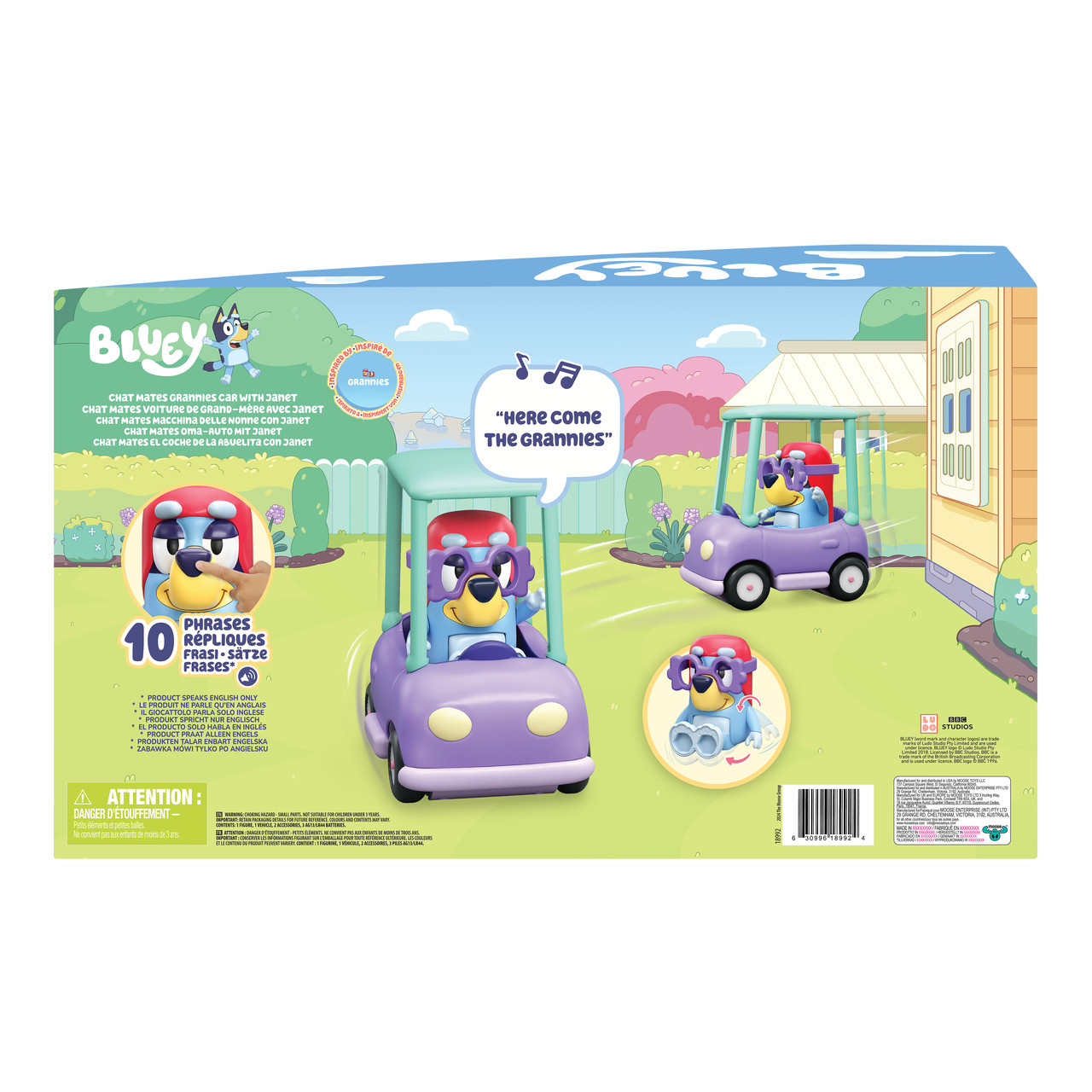 Bluey Chat Mates Figure & Vehicle Grannies Car with Janet