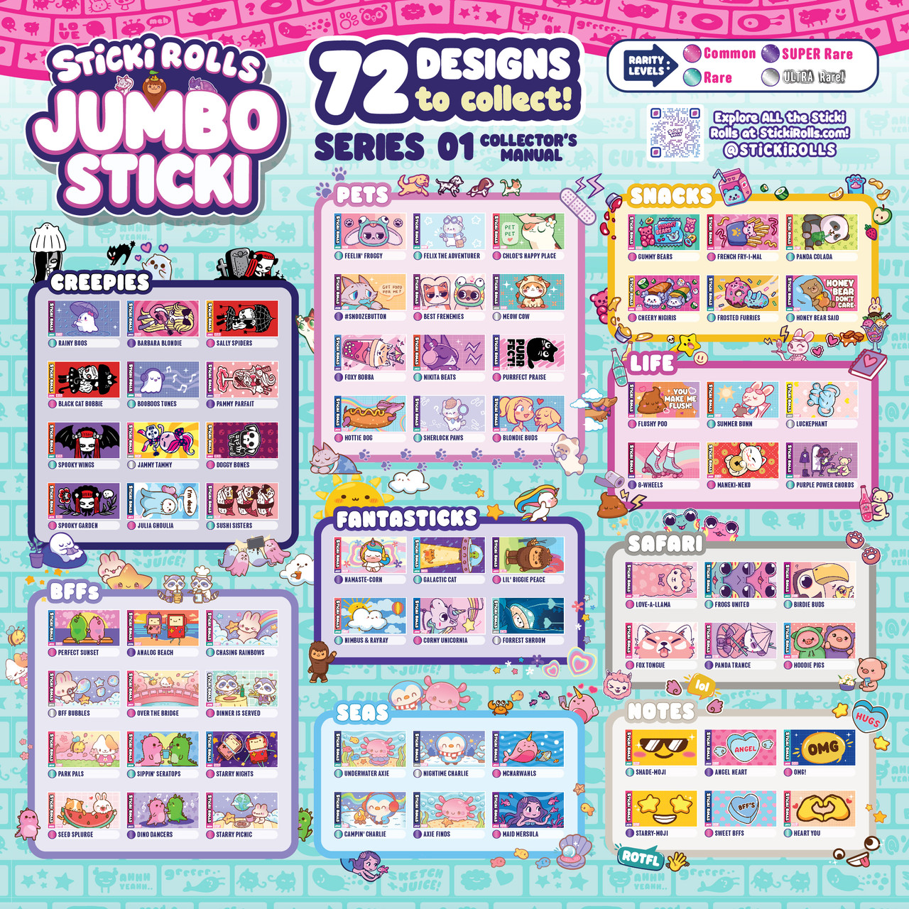 Sticki Rolls Jumbo Sticker Capsule Tube Sticki Rolls Jumbo Sticker Capsule Tube