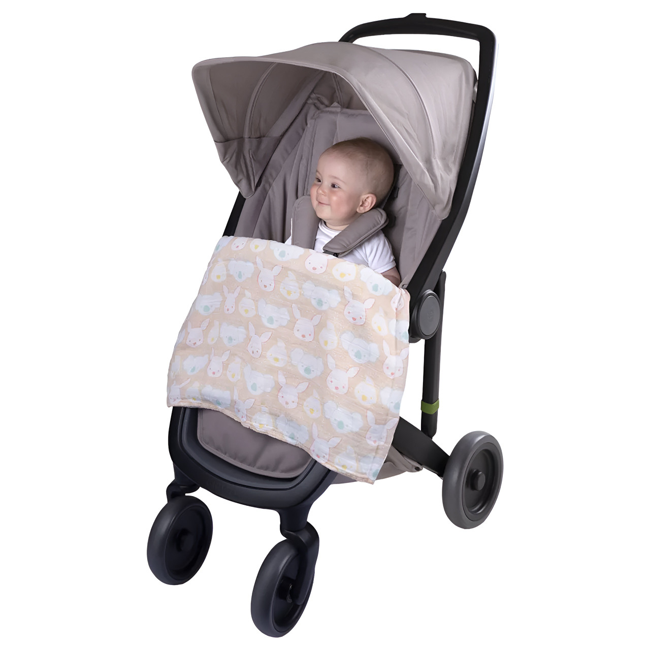 Playgro Home - Fauna Friends Muslin Swaddle & Pram Clips