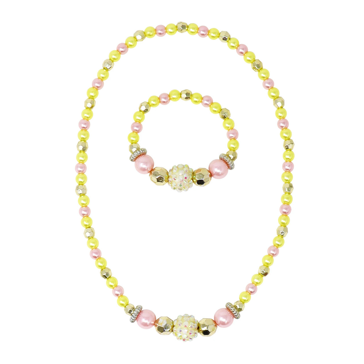 Lemon Delight Stretch Beaded Necklace & Bracelet Set