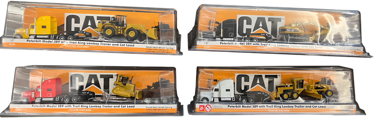 CAT Peterbilt Model 389 with Trail King Lowboy Trailer and Cat Load