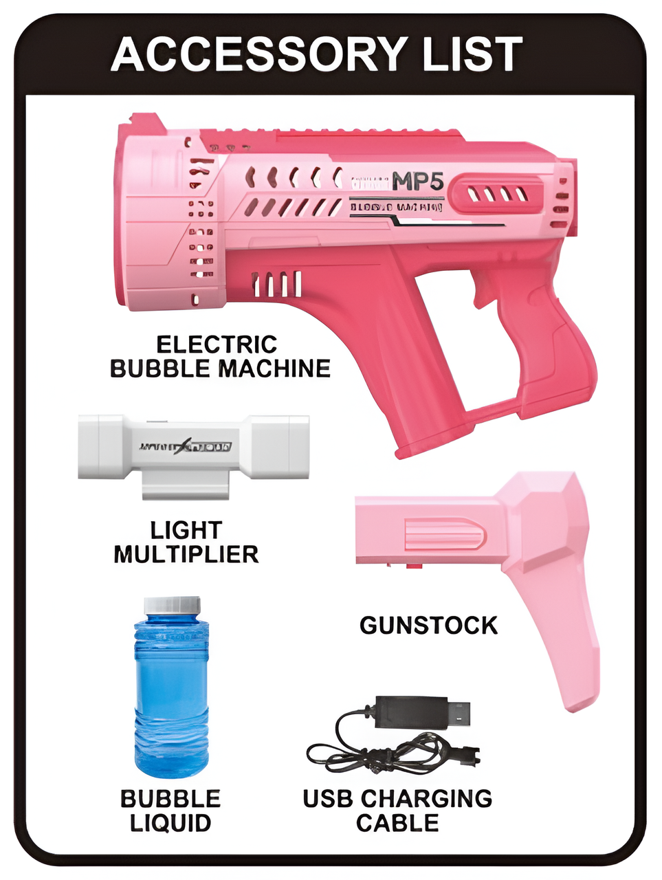 MP5 Bubble Gun Electric Bubble Machine 