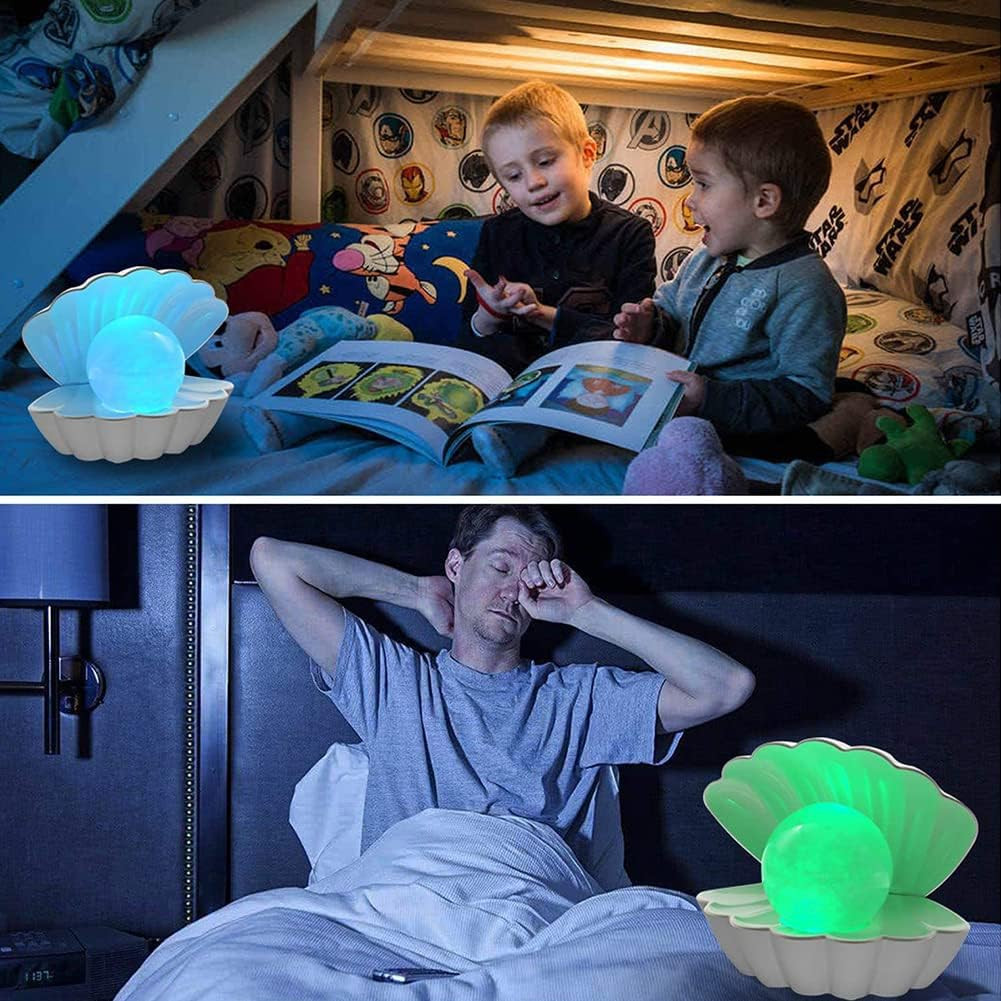 White Clamshell Mood Night Light Cloudy 